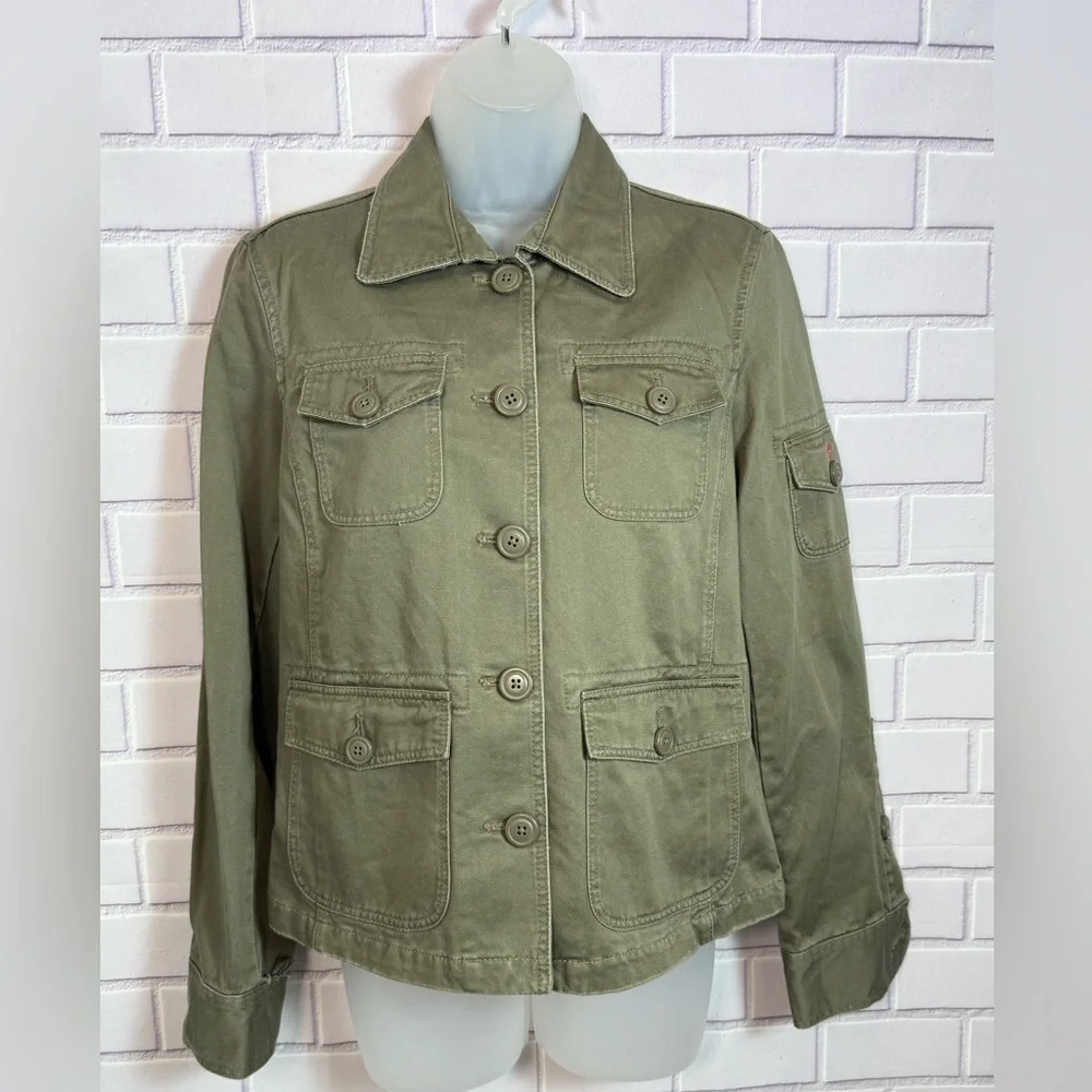 J. Crew Olive Green Utility Jacket Size Small 100% Cotton - Picture 3 of 12